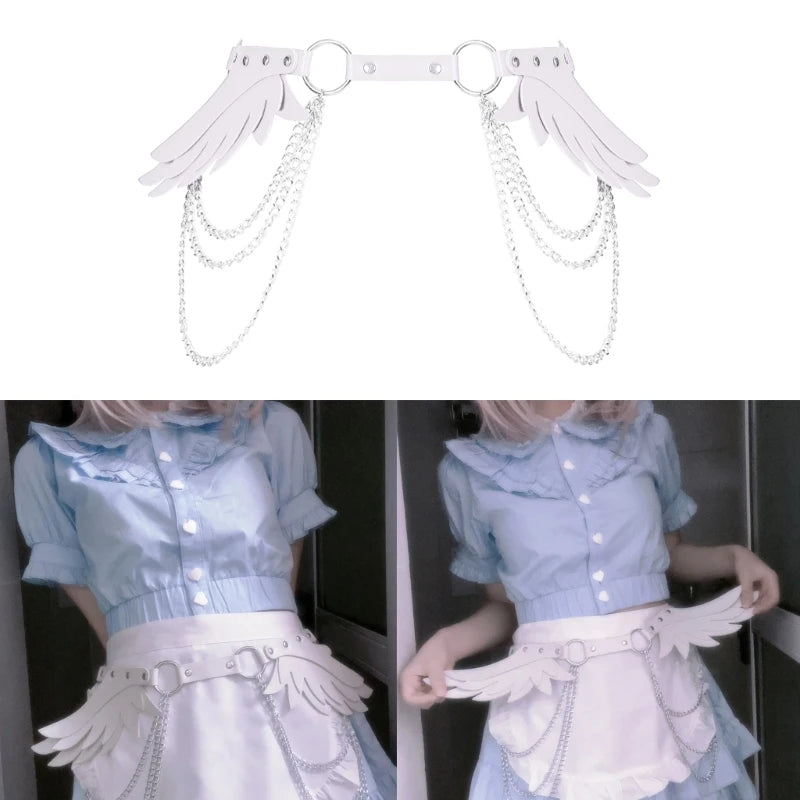 Y2k Style Angel Wing Rivet Waist Belt PU Universal Belt Hot Girl Women Waist Belt for Coat Skirts Jeans Decorative