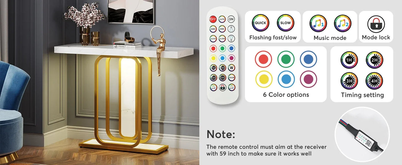 Modern Console Table, Entrance Table, Foyer Table for Entrance, Living Room, Hallway(without light strip)