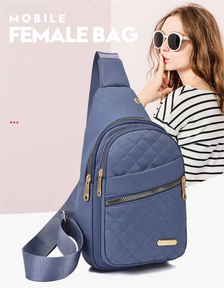 Women Chest Bag Simple Ladies Crossbody Bag Small Sling Backpack Fashion Large Capacity Waterproof Sling Bag with Headphone Jack