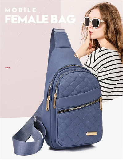 Women Chest Bag Simple Ladies Crossbody Bag Small Sling Backpack Fashion Large Capacity Waterproof Sling Bag with Headphone Jack