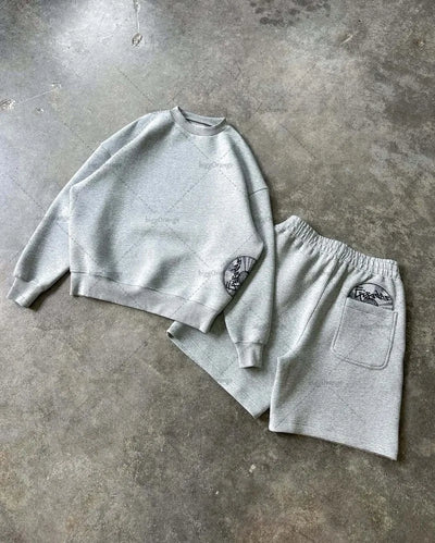 American High Street Fashion Long Sleeve Shorts Suit Men Y2k Tide Goth Punk Rock Casual Oversized T-shirt Wide Leg Pants Women