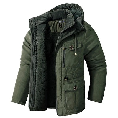 Fleece Inner Cotton-Padded Male Windbreaker Hooded Outwear Cotton Parka Snow Coats Men's Thicken Warm Winter Jacket Cashmere