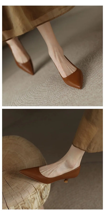 Female Shoes on Sale 2023 Spring Slingbacks Women's Pumps Concise Pointed Toe Thin Heels Ladies Office & Career Mid Heel Shoes
