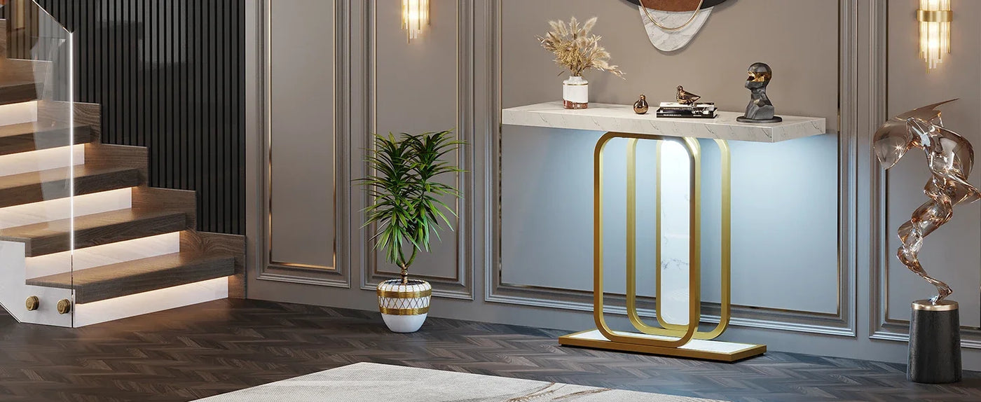 Modern Console Table, Entrance Table, Foyer Table for Entrance, Living Room, Hallway(without light strip)