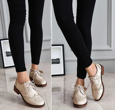 British style single shoes for women 2024 college style carved rough heeled leather shoes with student straps Oxford shoes