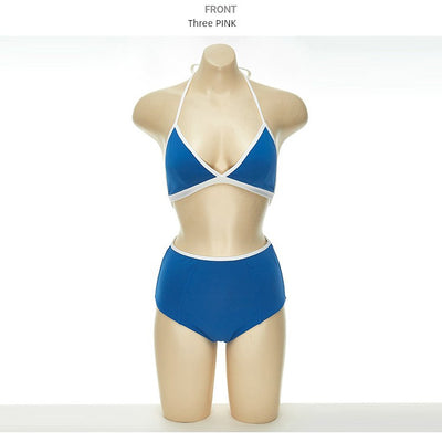 South Korea Separates Swimsuit Female Online Influencer Sexy Bikini Slim Looking Belly Covering Ins Style High Waist Student Vacation Swimsuit