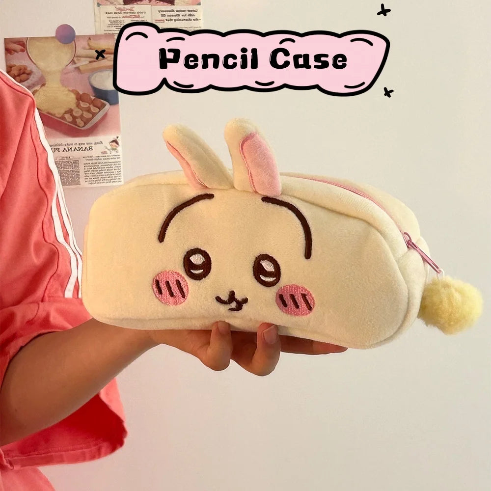 Chiikawa Pencil Case Usagi Hachiware Plush Office School Stationery Pen Bag Portable Cosmetic Bag Girl Boy Students Gifts