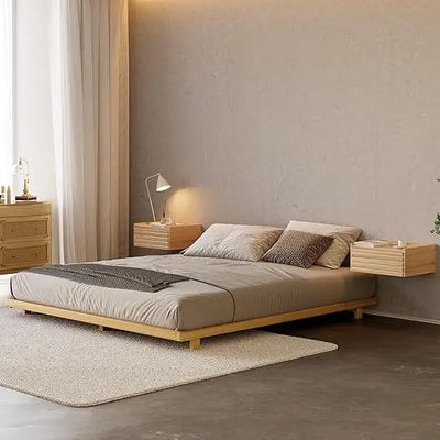 homary japanese style king floor bed frame, 5.9" low profile tatami platform bed with carbon steel slats & wood-finished metal f
