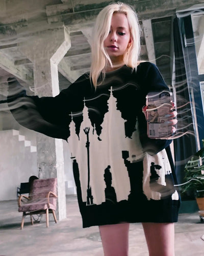 Hip Hop Men Women Streetwear Vintage Harajuku Knitted Sweater winter Pullover Loose Retro y2k gothic sweater top Halloween EMO