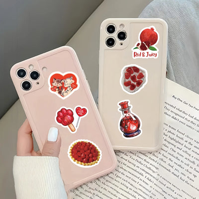 30pcs Rose, Cherry Red Graffiti Stickers Decorated Notebook Water Cup Suitcase Guitar Classic Toy Scrapbook Waterproof PVC Decal