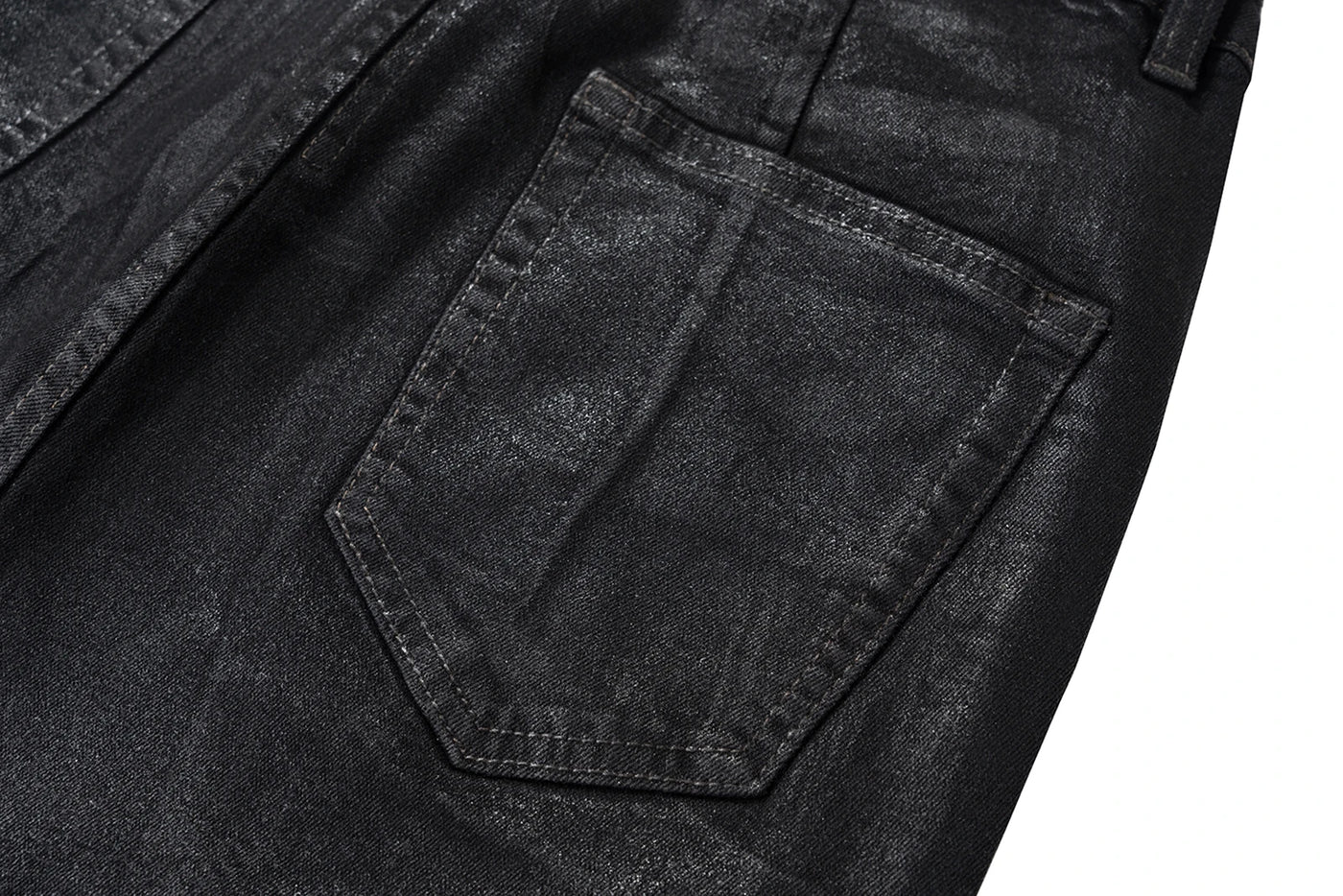 Streetwear Black Wax Leather Strecth Jeans for Men Ropa Hombre Baggy Y2k Flare Pants Oversized Straight Denim Trousers