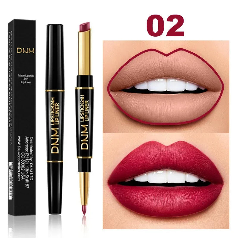 12 Colors 2 In1 Long-lasting Lip Liner Matte Lipsticks Portable Lip Pencil Waterproof Moisturizing Lip Makeup Contour Cosmetics