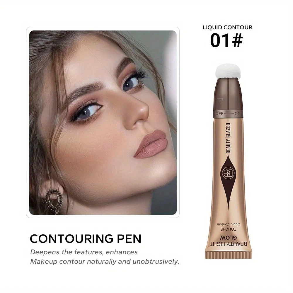 Waterproof Long-lasting Liquid Contour Cream with Sponge Brush Highlighter and Concealer - Silky and Creamy on Face and Body