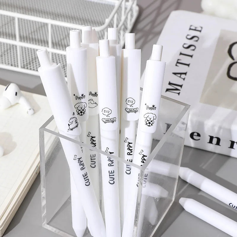 5 Pcs/set Lovely Puppy Cute Stationery Writing Pen Quick Drying Simple Model Press Gel Pen For Student Office School Supplies