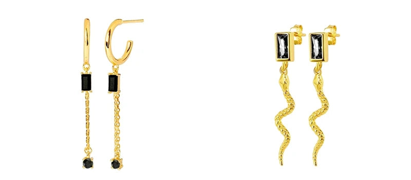 925 Sterling Silver Needle Fashion Round Pendant Small Earrings Luxury Gold Hoop Earrings for Women Premium Black Jewelry Gifts