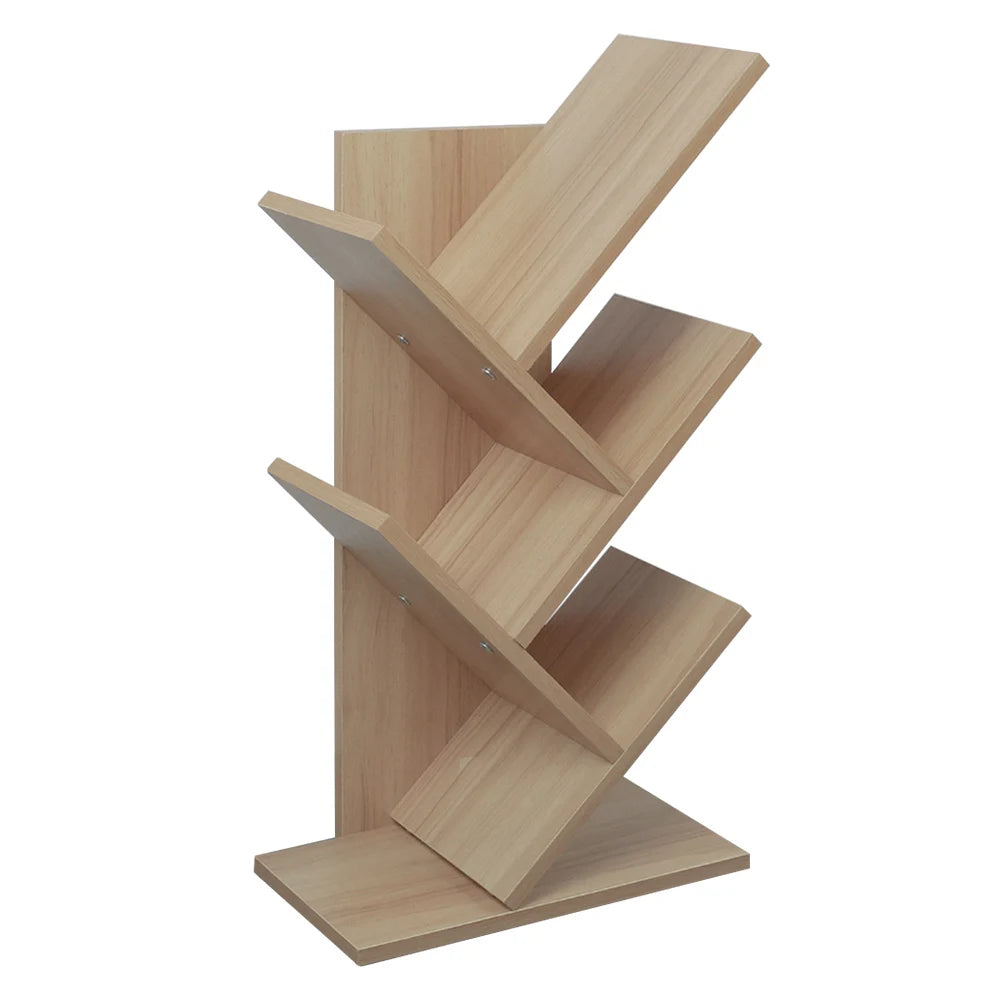 Rustic Standing Tree Bookshelf Wood Display Rack For Home Office Decoration Storage Organizer Shelf Bookcase
