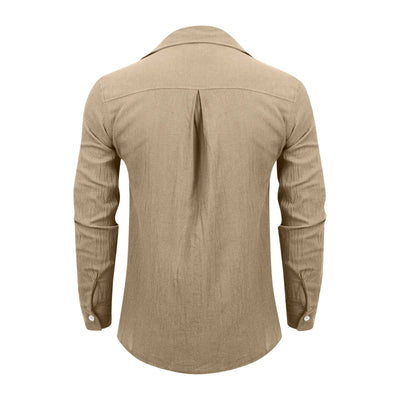 Loose Shirts Men'S Lightweight Long Sleeved Shirt Spring Summer Men'S Casual Cotton Linen Solid Color Long Sleeve Shirts