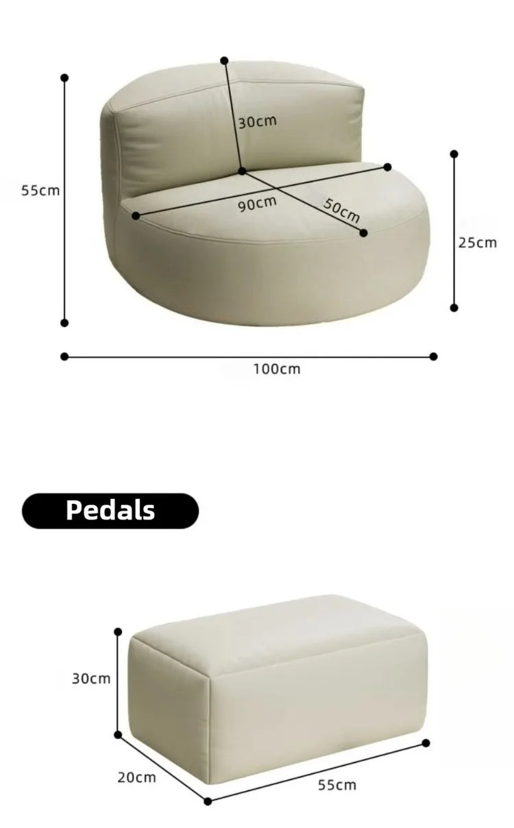 Lazy Sofas Living Room Single Sofa Modern Design Sofa for 1 Person Can Lie Down Beanbag Tatami Thickened Leather Home Furniture