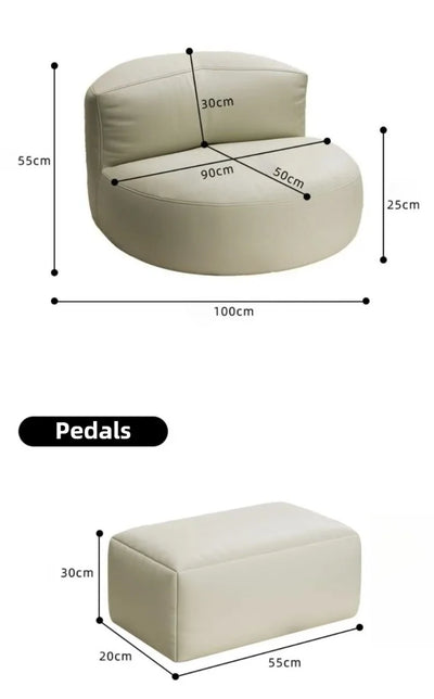 Lazy Sofas Living Room Single Sofa Modern Design Sofa for 1 Person Can Lie Down Beanbag Tatami Thickened Leather Home Furniture
