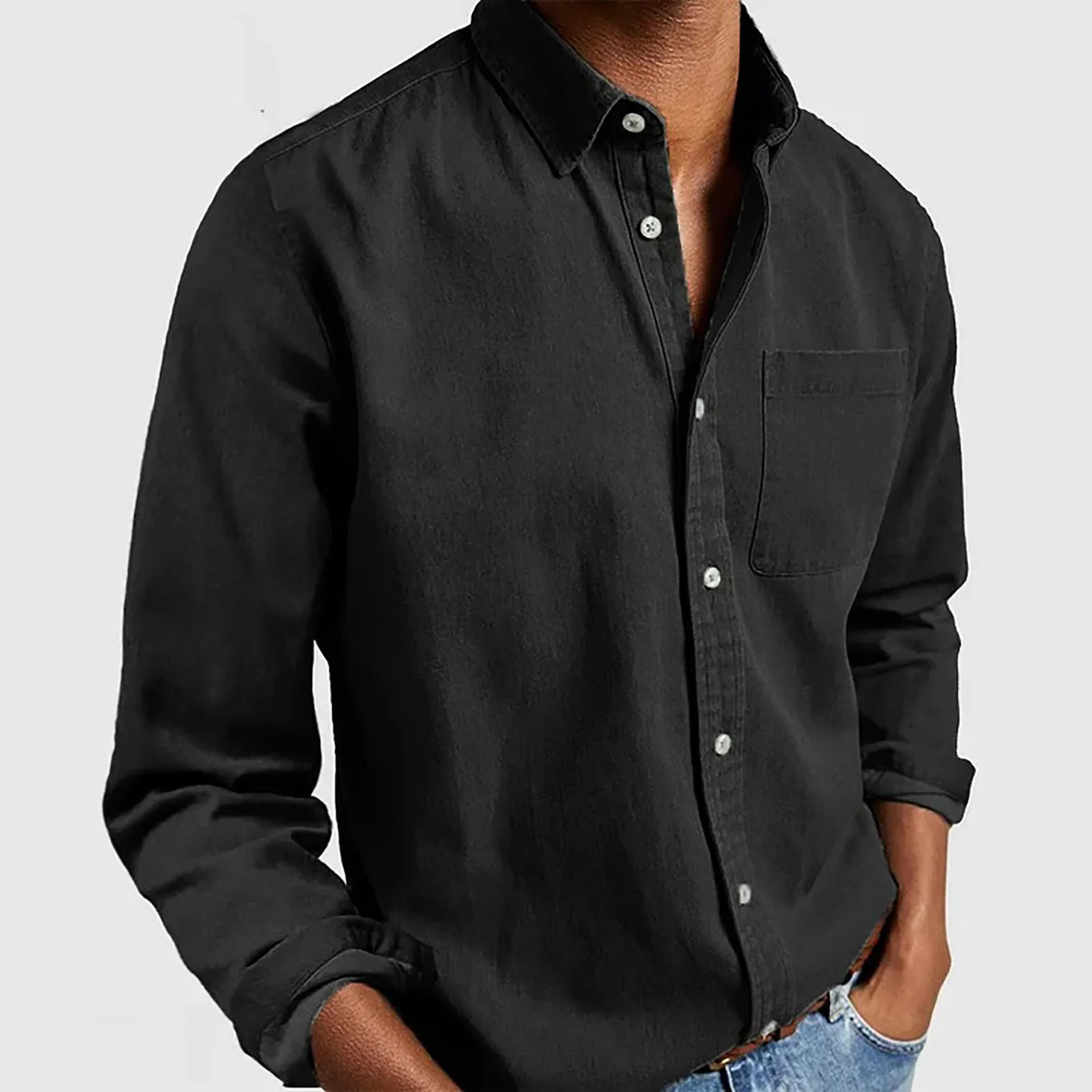 Loose Shirts Men'S Lightweight Long Sleeved Shirt Spring Summer Men'S Casual Cotton Linen Solid Color Long Sleeve Shirts