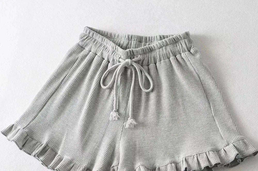 2025 New Summer Ruffled Shorts Fashion Women Y2K Solid Higt Waist Comfortable Loose Short Pants Casual Streetwear Chic Clothing