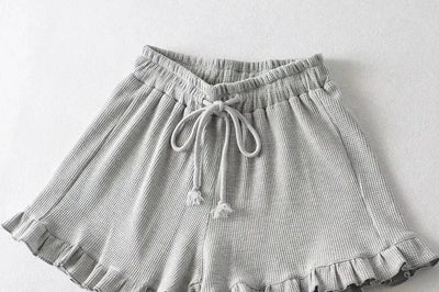 2025 New Summer Ruffled Shorts Fashion Women Y2K Solid Higt Waist Comfortable Loose Short Pants Casual Streetwear Chic Clothing