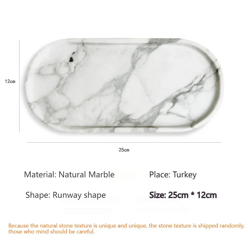 Luxury Green Marble Oval Tray: Bathroom Organizer & Fruit Serving Platter, Waterproof Stone Decor for Hotel Spa Home Kitchen