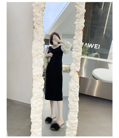 Mules Sandal Women Summer Outdoor Fashion Slippers Square Toe High Heels Office Ladies Feather Slides Chic Classics Furry Shoes