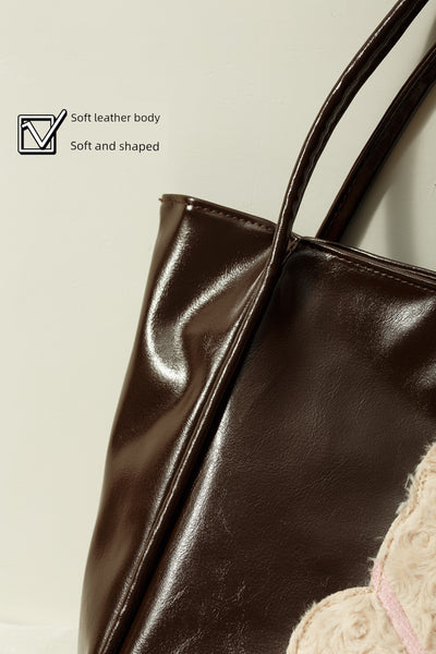Cute Bear Tote Bag Female 2025 New Arrival Fall and Winter Large Capacity Shoulder Bag Slack Y2g Cute Commuter Bag