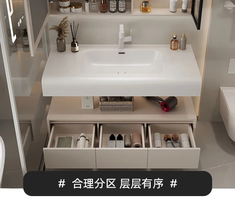 Bathroom Furniture Skin Sensor Bathroom Vanity Cabinet With Sink And Mirror Integrated Arc Washing Table Combination To Wash