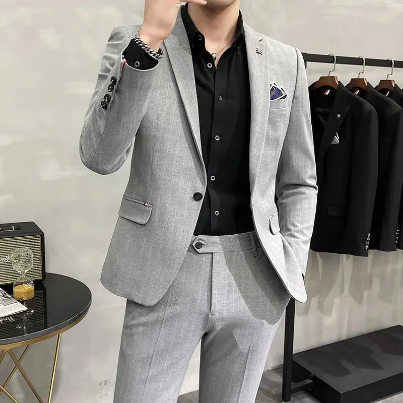 High-Quality Two-Piece Groom Wedding Suit Business Casual Banquet Costume for Men Luxury Ensemble with Trousers