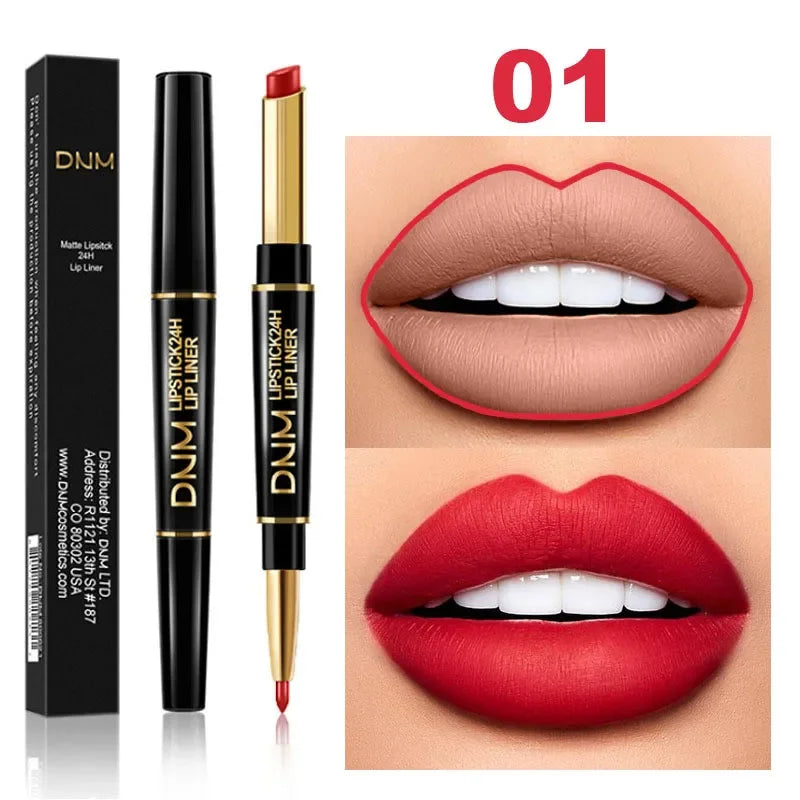 12 Colors 2 In1 Long-lasting Lip Liner Matte Lipsticks Portable Lip Pencil Waterproof Moisturizing Lip Makeup Contour Cosmetics