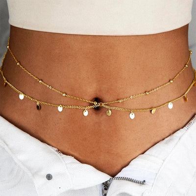 Loe| New Trendy Waist Belly Chain for Women Summer Beach Sexy Simple Body Chain Vacation Jewelry Accessories Punk