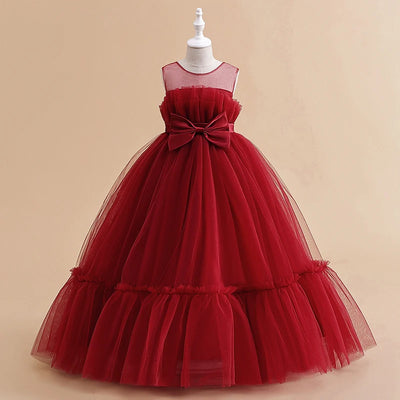 Formal A-line Party Dress For Girls Children Costume Sleeveless Princess Dresses Girl Dress Elegant Lace Wedding Gown