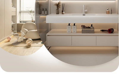 Bathroom Furniture Skin Sensor Bathroom Vanity Cabinet With Sink And Mirror Integrated Arc Washing Table Combination To Wash