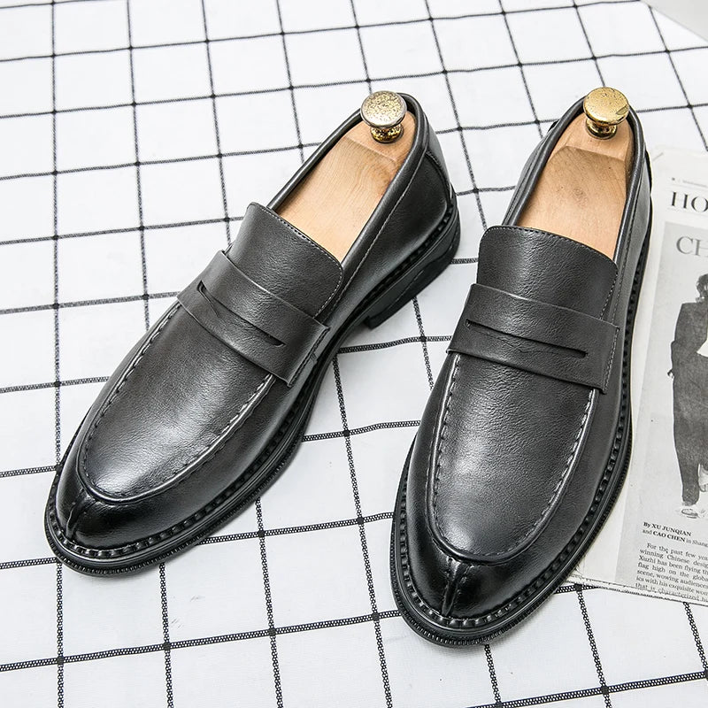 Premium Silver Business Shoes Men's Oxford Shoes Leather Brand Loafers Slip On High Quality Wedding Shoes Soft Sole Dress Shoes