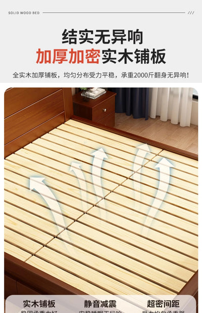 Wooden Cheap Storage Bed Bedroom Elegant Pretty Luxury Full Size Frame Bed Bases Queen Home Cama Box Casal House Accessories