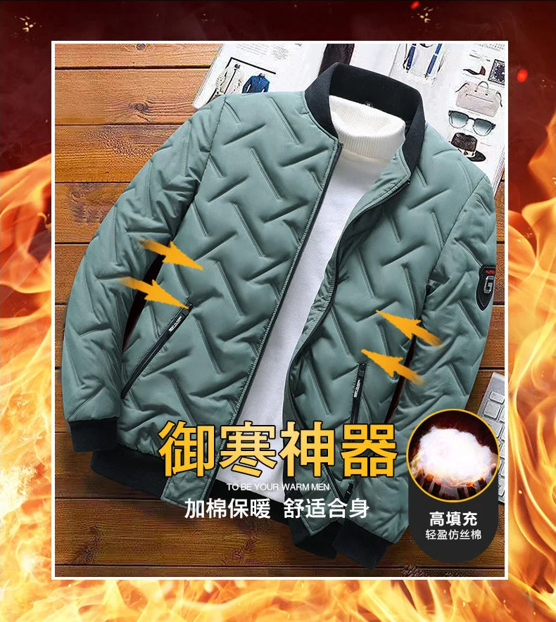 New Autumn Winter Jacket Men Cotton Padded Jacket Korean Fashion Streetwear Casual Jacket Men Stand Collar Coats Jackets 4XL 5XL
