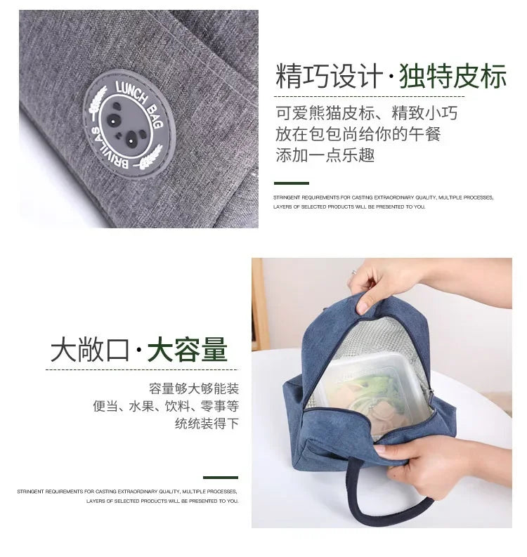 Functional Pattern Cooler Lunch Box Portable Insulated Canvas Lunch Bag Thermal Food Picnic Lunch Bags For Women Kids
