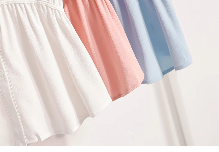 Plus Size Polo Shirt Women Summer 2025 New Korean Style Large Size Loose Chiffon Blouse Women Slim Waist Casual Tops Female