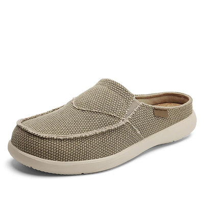 Men Half Shoes Slippers Summer Canvas Casual Classic Outdoor Slip-on Men Light Breathable Flat Loafers Walking Shoe Zapatillas