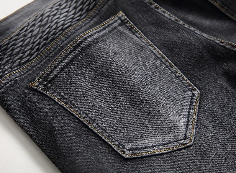 Jeans Men Long Pencil Pants Denim Pant High Waist Slim Fit Simple Zipper Splice Casual Regular Autumn Winter Straight Trousers