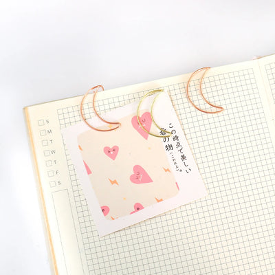 20pcs Moon Paper Clip rose gold Paper Clips Golden Plating Paperclip Cute Office Stationery Pin Silver Moon