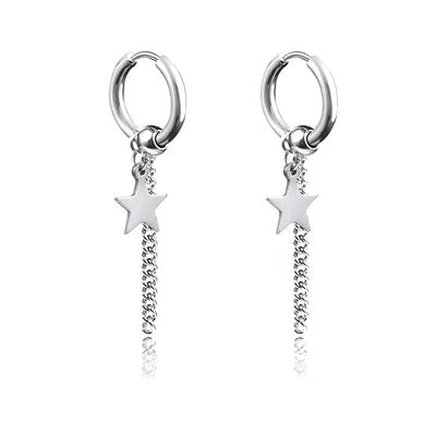 New Punk Stainless Steel Chain Hoop Earrings For Women Men 2023 Trendy Goth Pop Hip Hop Pendants Ear Jewelry Accessories Earring