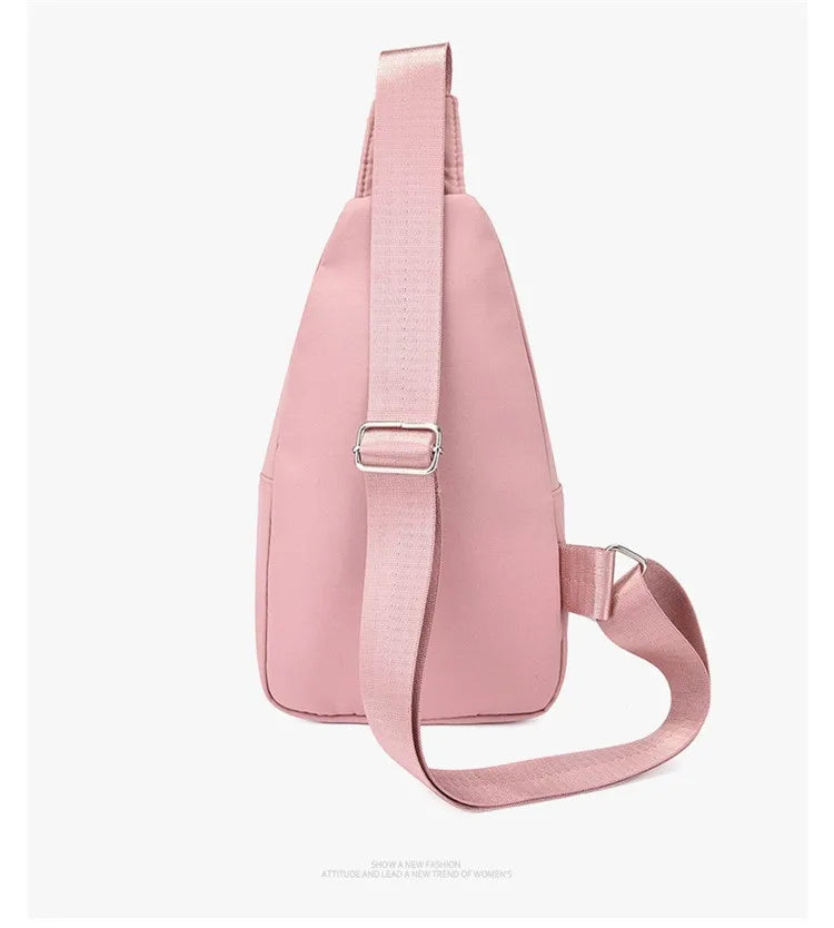 Women Chest Bag Simple Ladies Crossbody Bag Small Sling Backpack Fashion Large Capacity Waterproof Sling Bag with Headphone Jack
