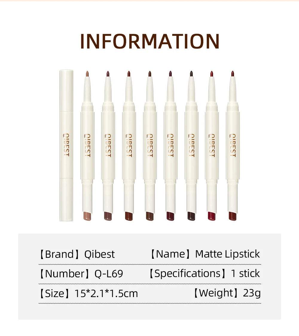 8 Color 2 IN 1 Lip Liner Pencil Waterproof Matte Lipstick Makeup Set Long Lasting Moisture Cosmetic Velvet Sexy Red Lipstick Pen