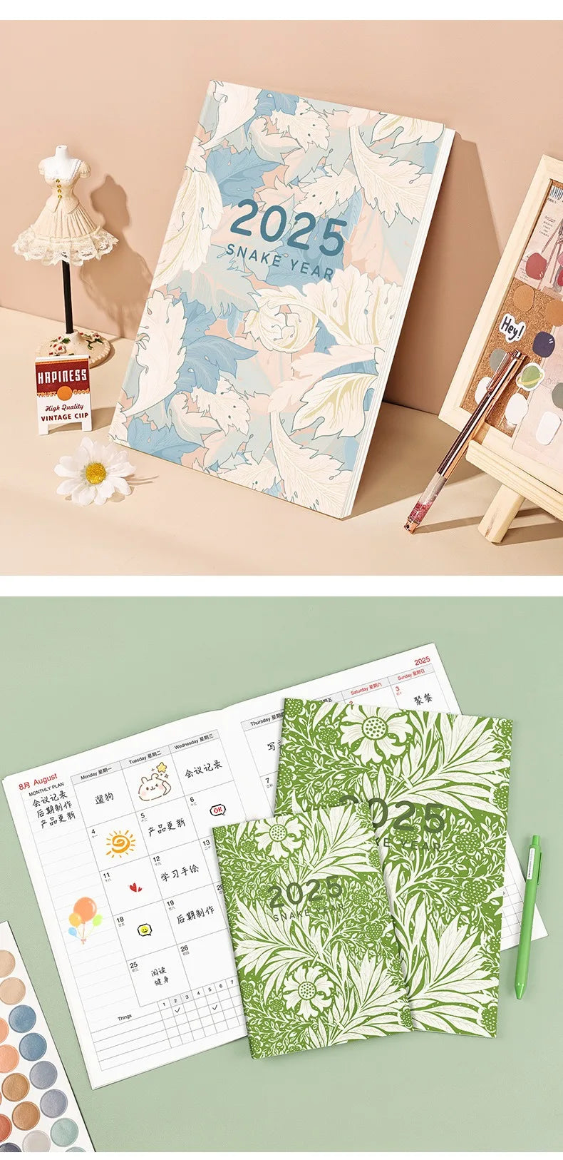 Portable 2025 Monthly Notes Notebook, A4/A5 Size 24 Sheets Annual Calendar Planner for School Travel Business Work Home Writing