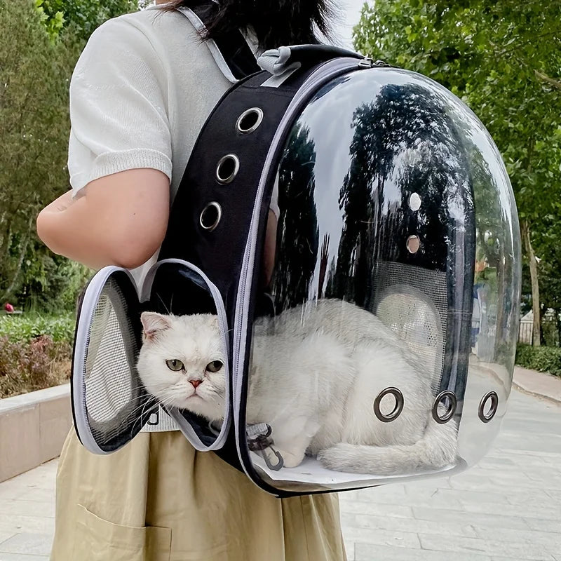 Breathable Transparent Space Capsule Cat Backpack – Durable Acrylic Pet Carrier with Zippered Access
