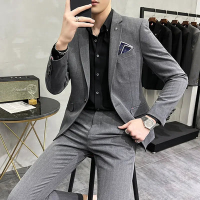High-Quality Two-Piece Groom Wedding Suit Business Casual Banquet Costume for Men Luxury Ensemble with Trousers