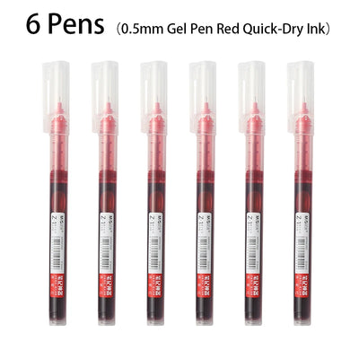 6pcs Color Gel Pen 0.5mm Black Glacier Blue Orange Purple Blue Green Pink Red Quick-drying Ink DIY Aesthetic Stationery supplies